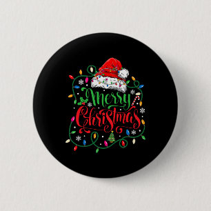 Macaron Rond 5 Cm Joyeux Noël Correspondant Famille Santa Hat Lights