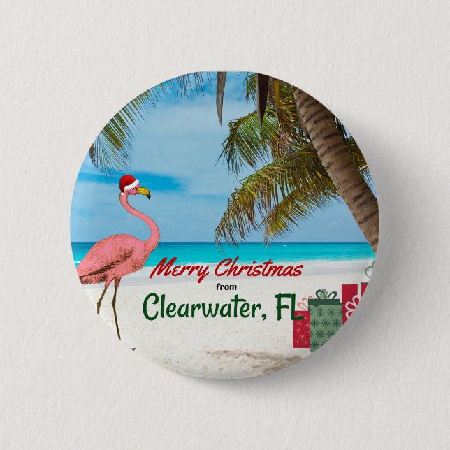 Macaron Rond 5 Cm Joyeux Noël de Clearwater, FL (Devant)