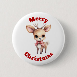 Macaron Rond 5 Cm Joyeux Noël dessin animé de bébé cerf mignon