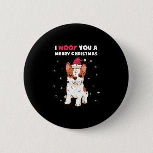 Macaron Rond 5 Cm Joyeux Noël en aboiant French Bulldog Amour pour l