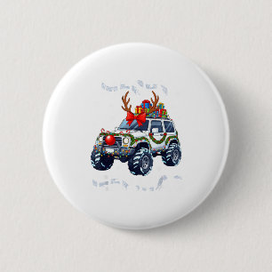 Macaron Rond 5 Cm Joyeux Noël Jeep Moche Lumière Renne Noël Drôle