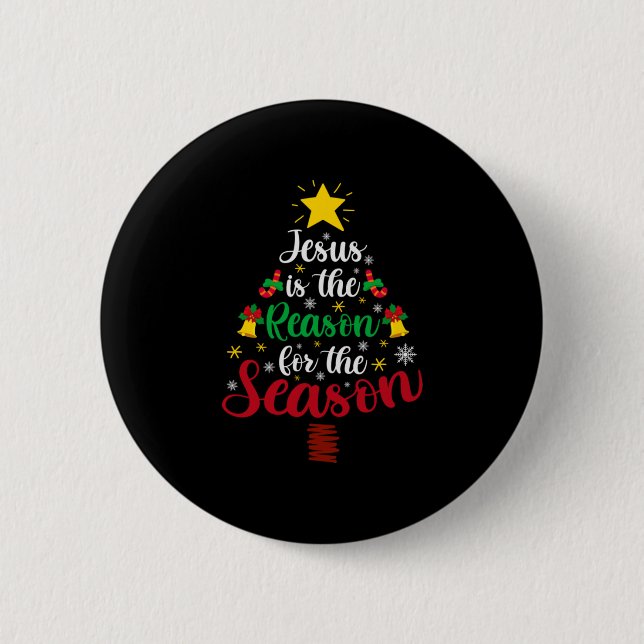 Macaron Rond 5 Cm Joyeux Noël Jésus Est La Raison (Devant)