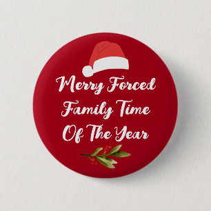Macaron Rond 5 Cm Joyeux Noël Joyeux Temps de la famille forcée