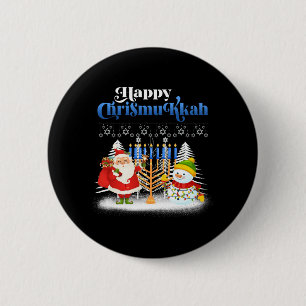 Macaron Rond 5 Cm Joyeux Noël juif Chrismukkah Hanoukka