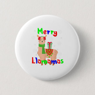 Macaron Rond 5 Cm Joyeux Noël Llamas