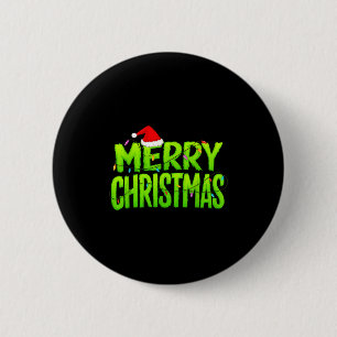Macaron Rond 5 Cm Joyeux Noël Lumières Chapeau de Père Noël Pyjama N
