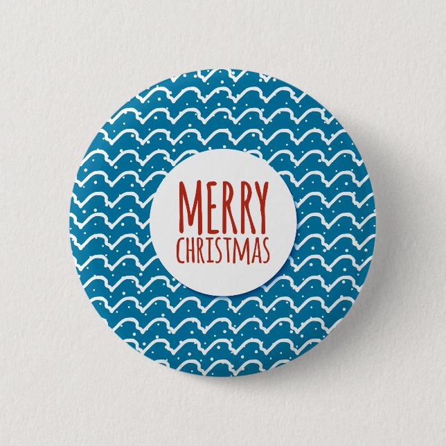 Macaron Rond 5 Cm Joyeux Noël Motif sans couture Texture bleue (Devant)