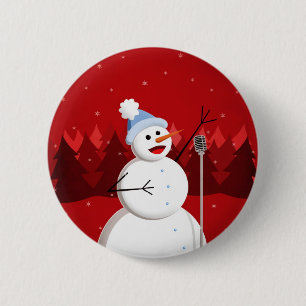 Macaron Rond 5 Cm Joyeux Noël musical de bonhomme de neige