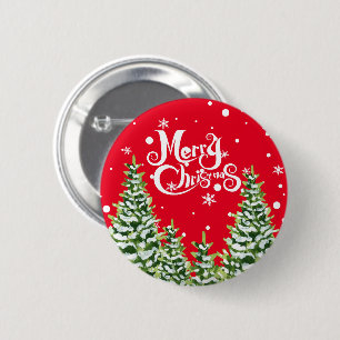 Macaron Rond 5 Cm Joyeux Noël Neiges Bouton de Noël
