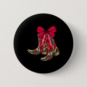Macaron Rond 5 Cm Joyeux Noël Noël Noël Bottes Cowboy Coquette Bow P