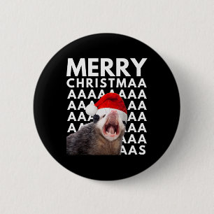 Macaron Rond 5 Cm Joyeux Noël Opossum Criant Amusement Hommes Femmes