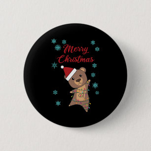 Macaron Rond 5 Cm Joyeux Noël Ours Neige Ours d'hiver Teddy
