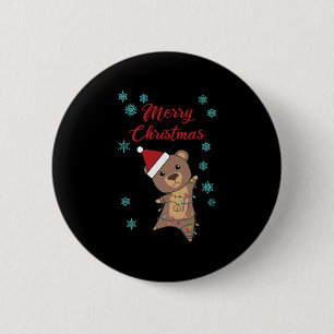 Macaron Rond 5 Cm Joyeux Noël Ours Neige Ours d'hiver Teddy