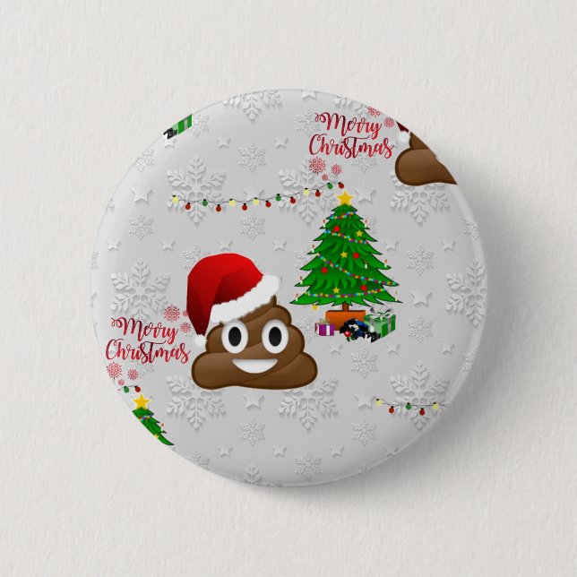 Macaron Rond 5 Cm joyeux noël poo émoji (Devant)