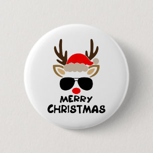 Macaron Rond 5 Cm Joyeux Noël Renne Xmas Famille Hommes Femmes Enfan