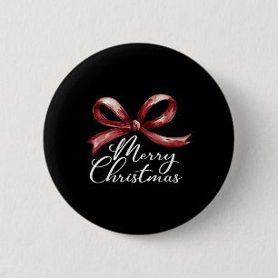 Macaron Rond 5 Cm Joyeux Noël Rouge Coquette Bow Joyeux Et Lumineux