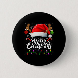 Macaron Rond 5 Cm Joyeux Noël Rouge Père Noël Chapeau Reindeer Famil