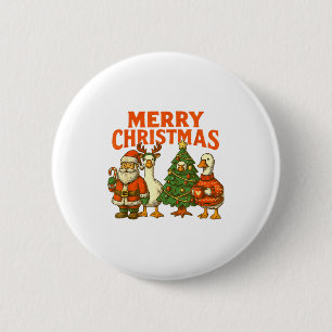 Macaron Rond 5 Cm Joyeux Noël Silly Goose Festive Duck Vacances R