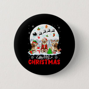 Macaron Rond 5 Cm Joyeux Noël Trois Père Noël Elf Reindeer Labrador