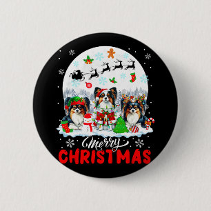 Macaron Rond 5 Cm Joyeux Noël Trois Père Noël Elf Reindeer Papillons