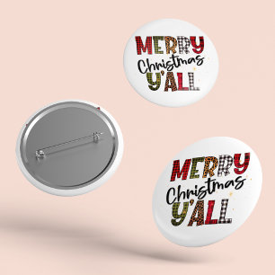 Macaron Rond 5 Cm Joyeux Noël Y'all Tartan Empreinte de léopard mode