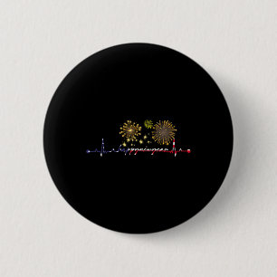 Macaron Rond 5 Cm Joyeux Nouvel An 2025 Drapeau de Coeur Noël améric