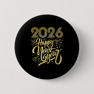 Macaron Rond 5 Cm Joyeux Nouvel An 2026 Feu d'artifice