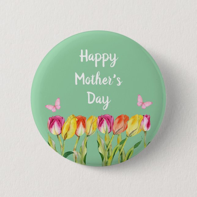 Macaron Rond 5 Cm Joyeux papillon des Tulipes  (Devant)