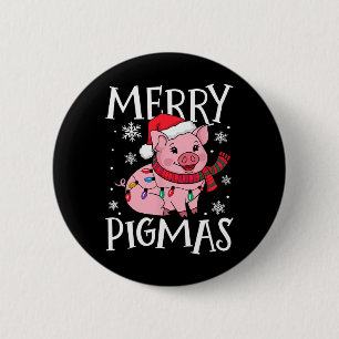 Macaron Rond 5 Cm Joyeux Pigmas Drôle Cochon Noël Père Noël Cochon N