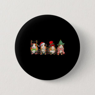 Macaron Rond 5 Cm Joyeux Pigmas Drôle de Santa Cochons d'Inde Équipe