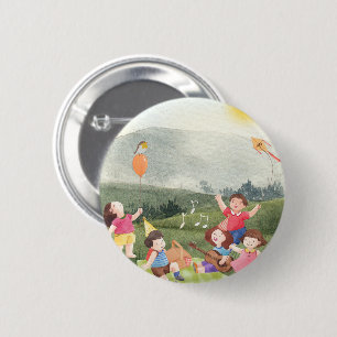 Macaron Rond 5 Cm Joyeux pique-nique modifiable Anniversaire Jardin