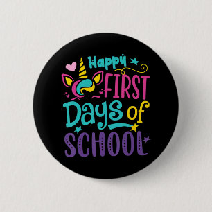 Macaron Rond 5 Cm Joyeux Premier Jour De L'École Cute Unicorn Retour