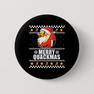 Macaron Rond 5 Cm Joyeux Quackmas Canard de Noël Père Noël Mème
