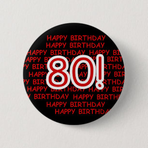 Macaron Rond 5 Cm Joyeux quatre-vingtième anniversaire