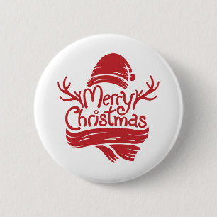 Macaron Rond 5 Cm Joyeux rouge de Noël