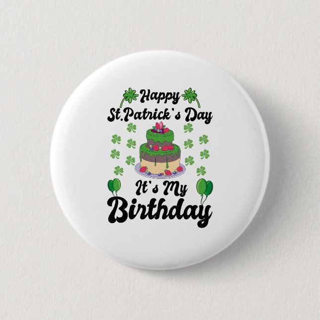 Macaron Rond 5 Cm Joyeux Saint Patrick C'est mon anniversaire (Devant)