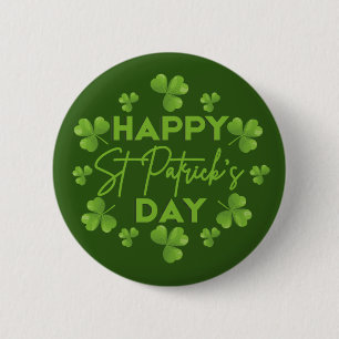Macaron Rond 5 Cm Joyeux Saint Patrick's Day Irlandais coloré Shamro