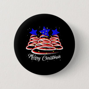 Macaron Rond 5 Cm Joyeux sapin de Noël Drapeau américain Drôle amusa