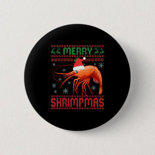 Macaron Rond 5 Cm Joyeux Shrimpmas Drôle de Crevette Sweat de Noël L