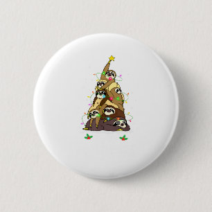 Macaron Rond 5 Cm Joyeux Sloth Noël Mignon Xmas Paresseux Chapeau de