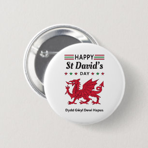 Macaron Rond 5 Cm Joyeux St David's Day Dydd Gala Gallois Dewi Hapus