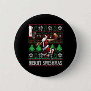 Macaron Rond 5 Cm Joyeux Swishmas Vilain Noël Basket-ball Noël