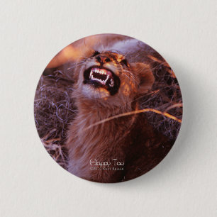 Macaron Rond 5 Cm Joyeux Tau, Lion Cub souriant