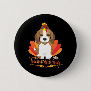 Macaron Rond 5 Cm Joyeux Thanksgiving avec beagle dinde chien adorab