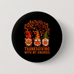 Macaron Rond 5 Cm Joyeux Thanksgiving Mignons Gnomes Citrouille Feui
