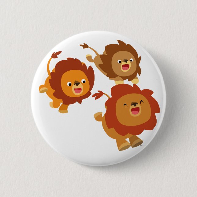 Macaron Rond 5 Cm Joyeux trio de mignonette Cartoon Lions Bouton Bad (Devant)