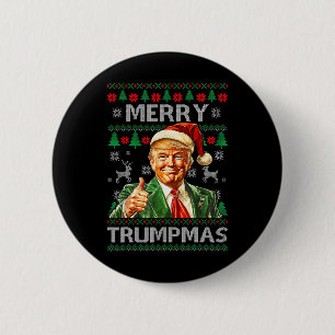 Macaron Rond 5 Cm Joyeux Trumpmas - Père Noël Donald Trump