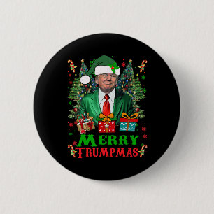 Macaron Rond 5 Cm Joyeux Trumpmas Père Noël Trump Noël Vintage