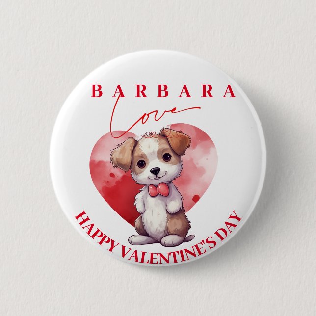 Macaron Rond 5 Cm Joyeux valentine jour chien mignon bouton personna (Devant)