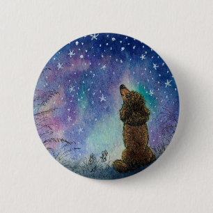 Macaron Rond 5 Cm jPoodle dog looking to the starry sky inspiration